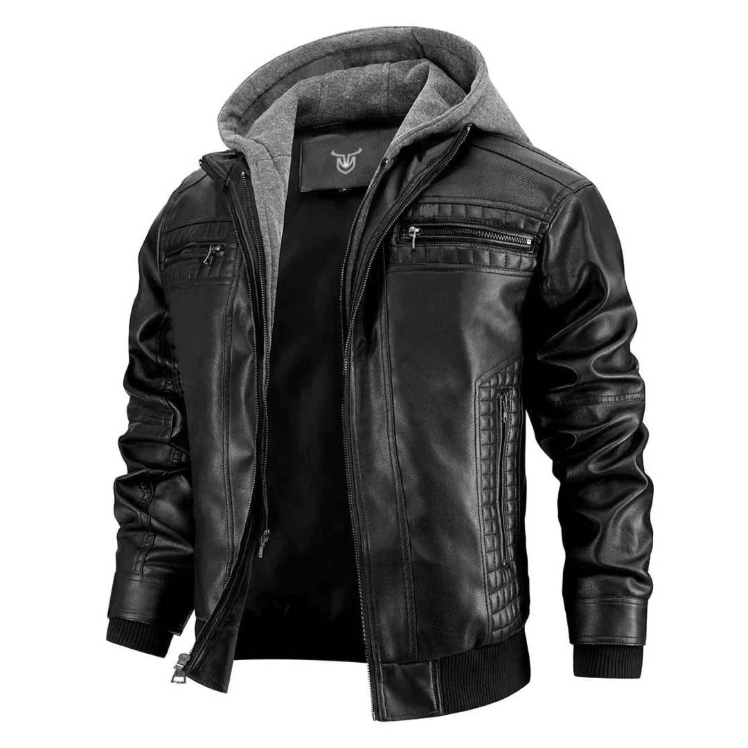 REX LEATHER HOODED JACKET