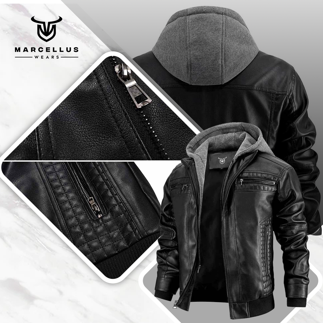 REX LEATHER HOODED JACKET