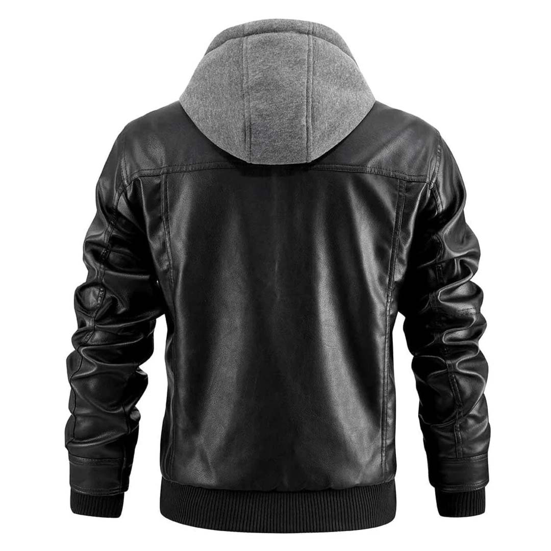 REX LEATHER HOODED JACKET