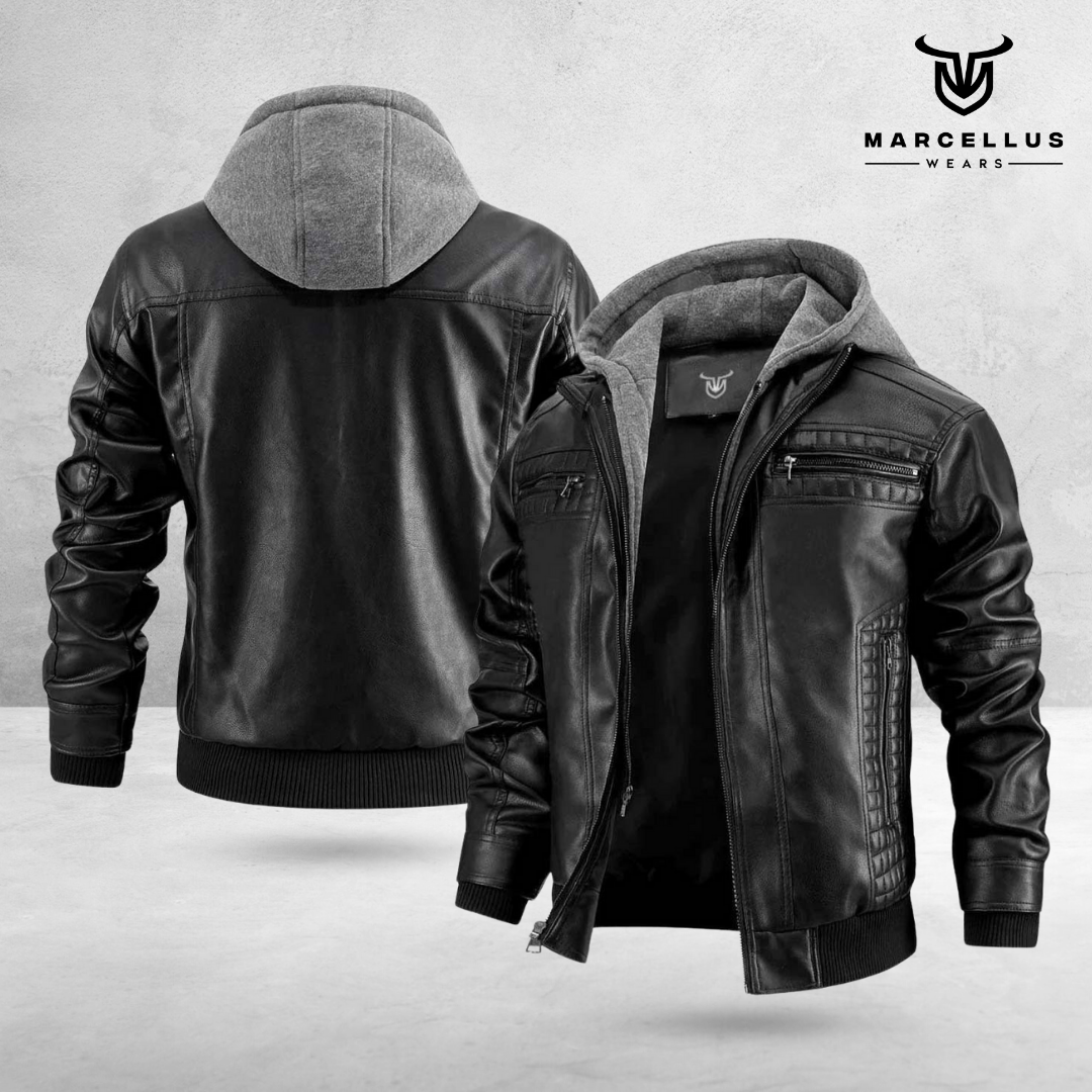 REX LEATHER HOODED JACKET